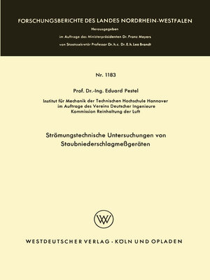 cover image of Strömungstechnische Untersuchungen von Staubniederschlagsmeßgeräten